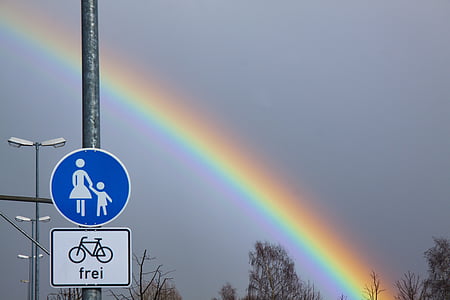 bicycle frei signage under rainbow thumbnail