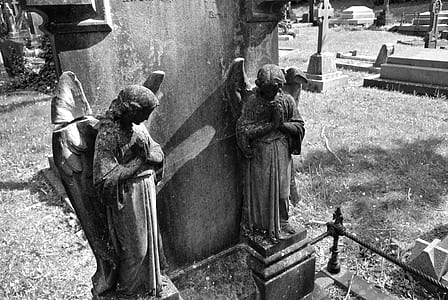 grayscale photo of angel statue thumbnail