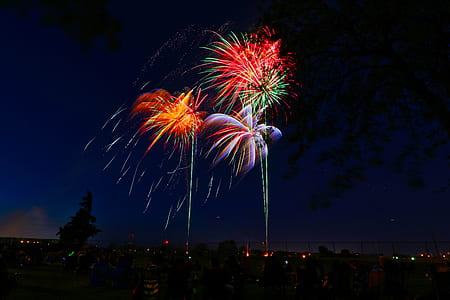 red, blue, and orange firework display thumbnail