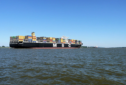 black MSC cruise ship on sea at daytime thumbnail
