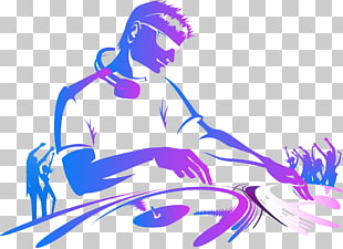 Sticker Wall decal Disc jockey MacBook, Cartoon painted ballroom DJing DJ cool man beauty, DJ illustration PNG clipart