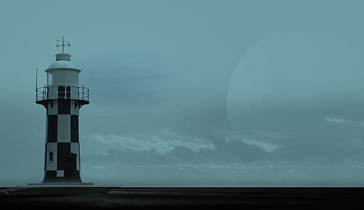 photo of black and white lighthouse tower thumbnail