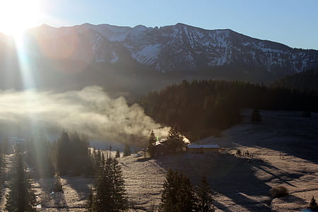 aerial photography of house near mountain thumbnail