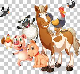 Farm Livestock Illustration, cartoon animals, animals illustration PNG clipart