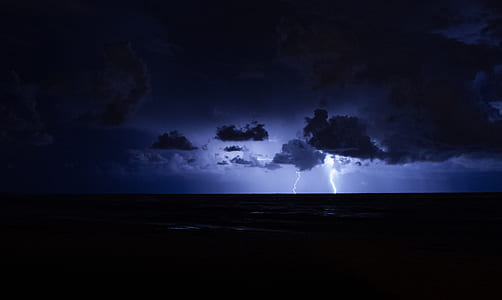 lightning strike from stormy clouds thumbnail