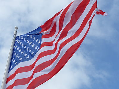 USA flag waving on flagpole thumbnail
