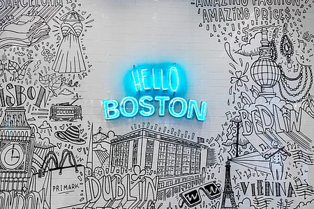 lighted blue Hello Boston sign thumbnail