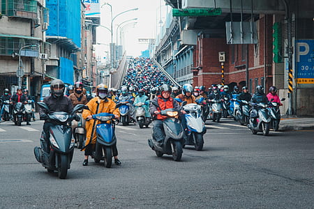 persons driving motor scooters on road thumbnail