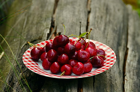 red cherries on plate thumbnail