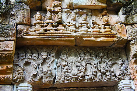 low angle photo of embossed buddha concrete wall thumbnail