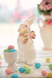 selective focus photography of white rabbit figurine on white surface thumbnail