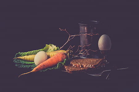 orange carrots, two white eggs, and orange vegetable thumbnail