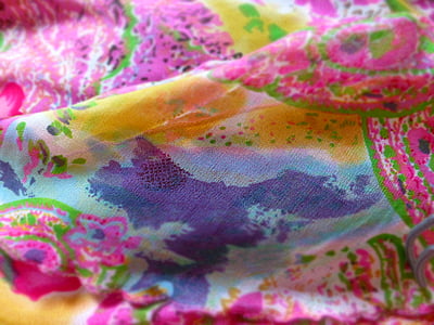 pink, yellow, and purple floral textile thumbnail