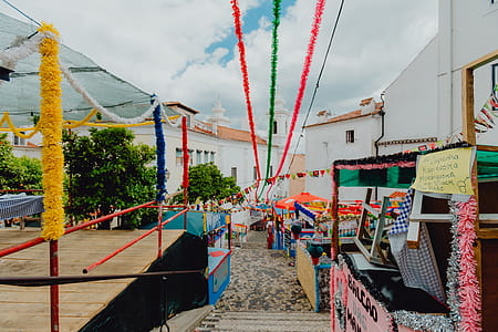 Streets decorated for the Saint Anthony Feast in Lisbon, Portugal thumbnail