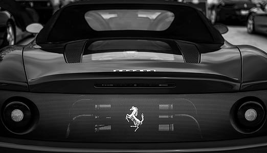 grayscale photography of Ferrari coupe thumbnail