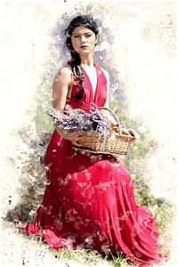 woman carrying basket artwork thumbnail