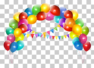 Toy balloon Party Wedding Online shopping, Transparent Balloon Arch with Decoration , multicolored balloons against blue background PNG clipart