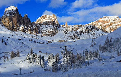 snow-covered land mass on mountainside thumbnail