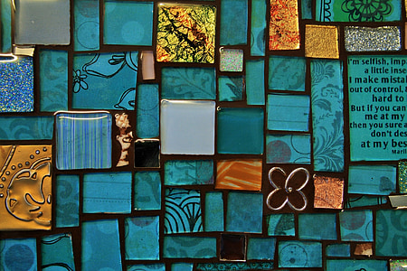 tray, mosaic, tiles, blue, handwork, art thumbnail