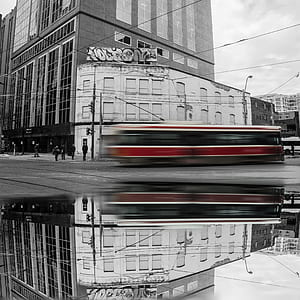 selective color photography of bus thumbnail