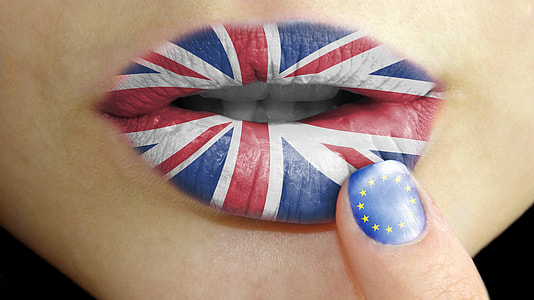 person with Union Jack designed lipstick thumbnail
