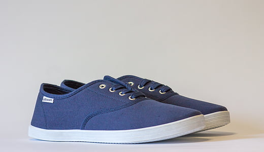 pair of blue-and-white plimsoll shoes thumbnail