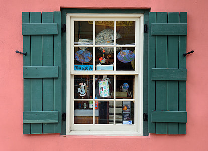 opened green wooden window door thumbnail