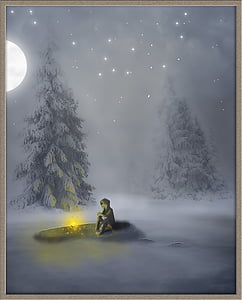 person sitting on floor in front of bone fire during winter thumbnail