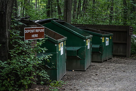 garbage bin beside trees thumbnail