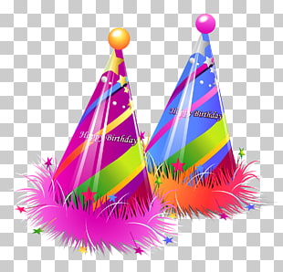 Birthday cake Party , Happy Birthday Party Hats Transparent , two multicolored party hats PNG clipart
