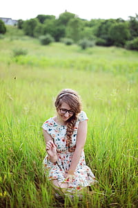 person, woman, field, trees thumbnail