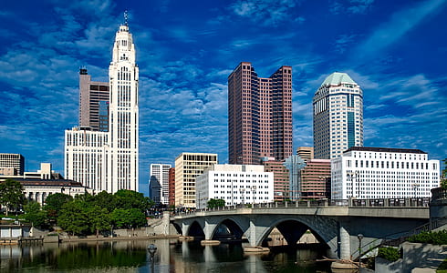 landscape photography of bridge leading to cityscape thumbnail