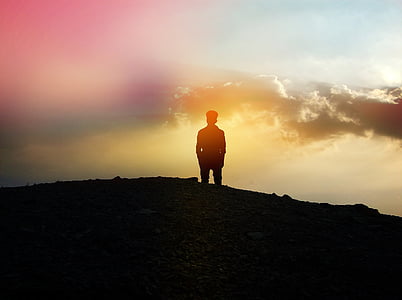 man's silhouette during golden time photo thumbnail