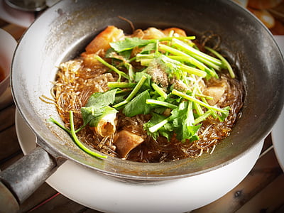 food dish on gray steel pan thumbnail
