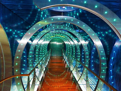 interior view of stainless steel framed lighted structure thumbnail
