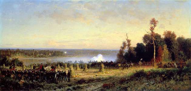 Cannons Firing Across the Potomac, Battle of Ball's Bluff, American Civil War thumbnail