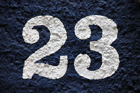 white 23 number on blue surface thumbnail