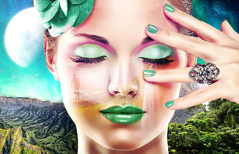 woman's face with green eyeshadow illustration thumbnail