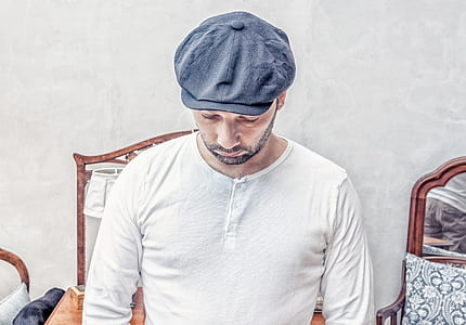 man wearing white Henley shirt thumbnail