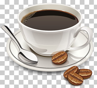 Coffee Cappuccino Espresso Cafe, Cup of Coffee , cup of coffee beside spoon PNG clipart