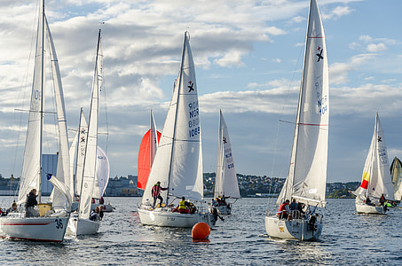 people riding white sailboats on water thumbnail