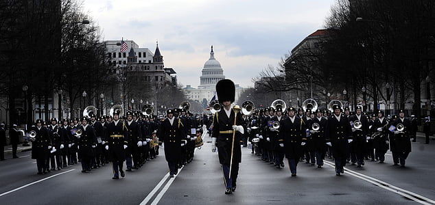 band marching in front of The Capitol Building thumbnail