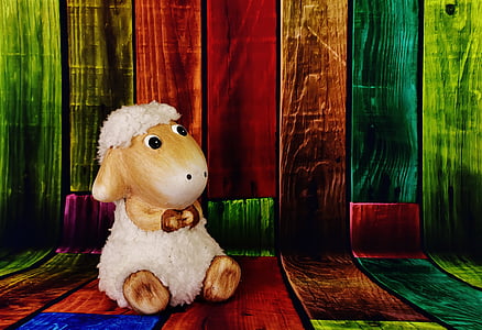 brown and white lamb plush toy thumbnail