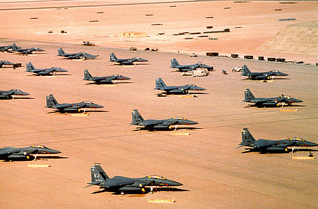 F-15Es parked during Operation Desert Shield in the Gulf War thumbnail