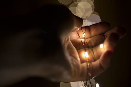 person holding string lights thumbnail