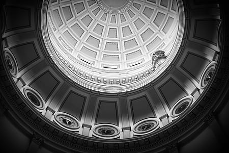 low-angle photography of interior of white and gray dome building thumbnail