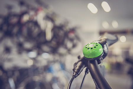 Tilt Shift Lens Photography Green Bicycle Bell Switch thumbnail