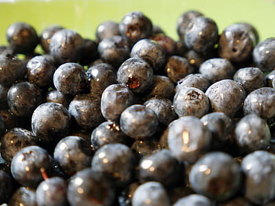 Close up of blueberries on a green plate thumbnail