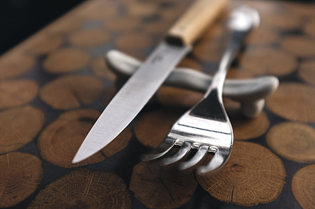 Fork and steak knife close up thumbnail
