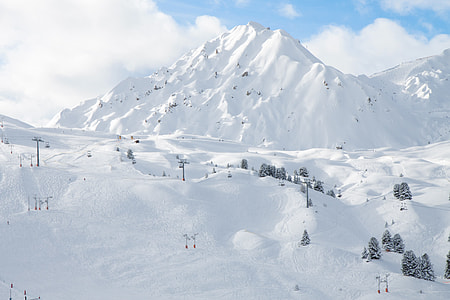 mountain range covered with snow thumbnail